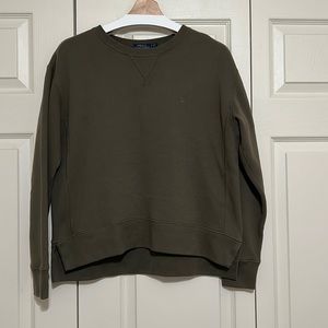 Polo Ralph Lauren Crew Neck Sweatshirt Cropped Khaki Logo Chest